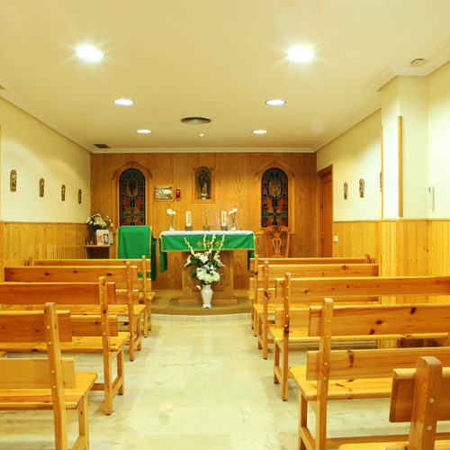Chapel with religious service